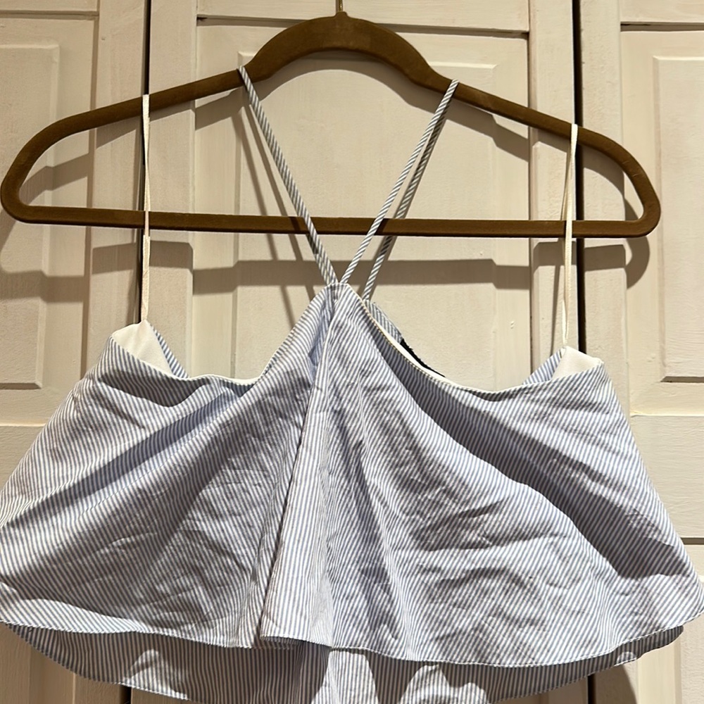 Seersucker Ruffle bikini halter top